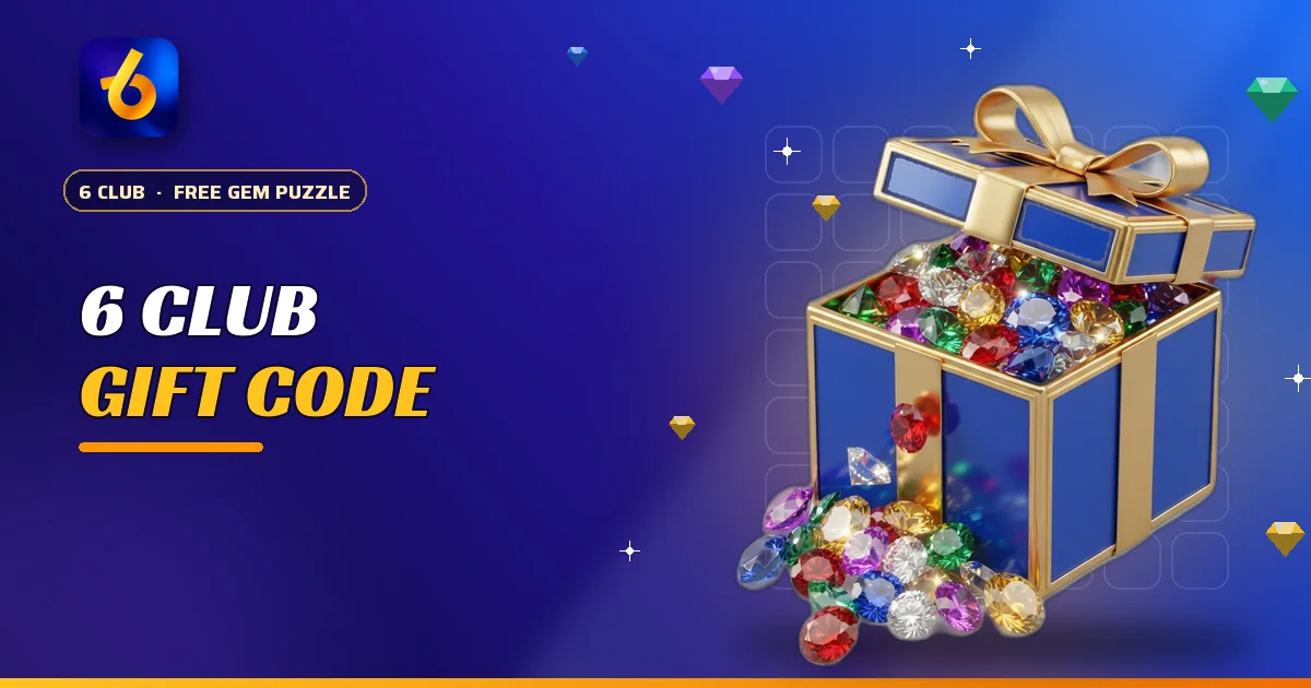 Open gift box of gems for the 6 Club gift code page