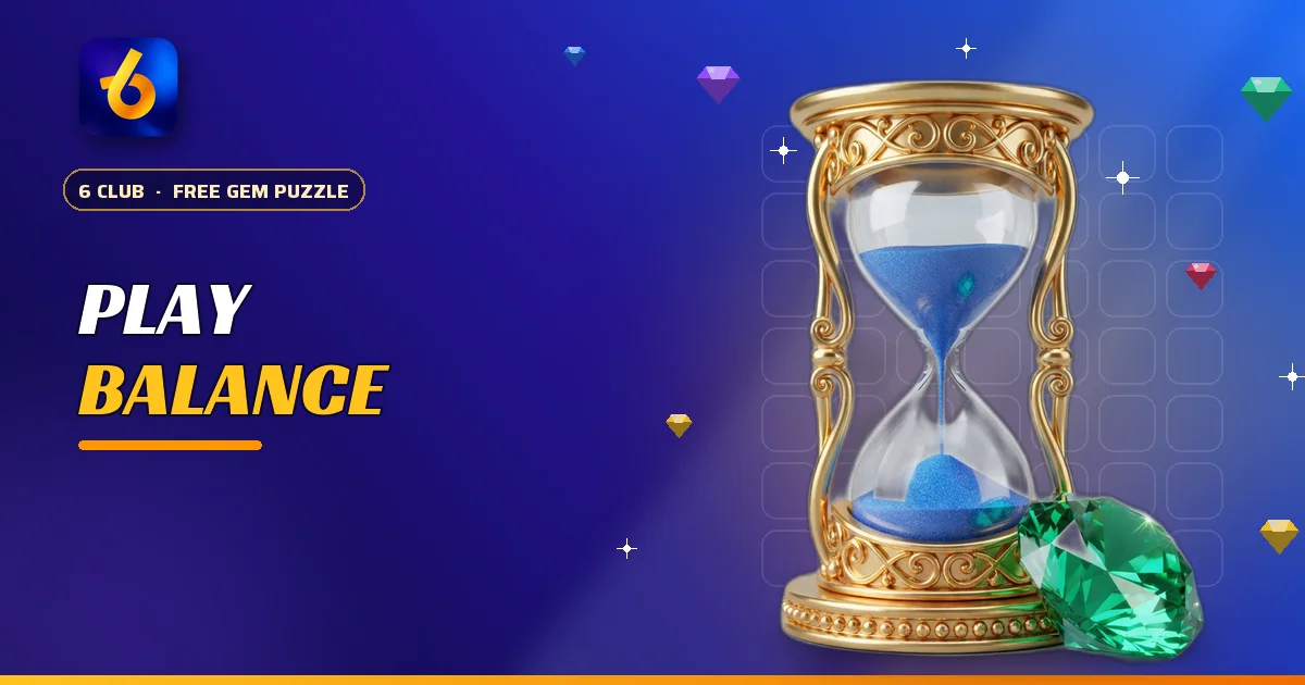 Gold hourglass and emerald for 6 Club responsible gaming