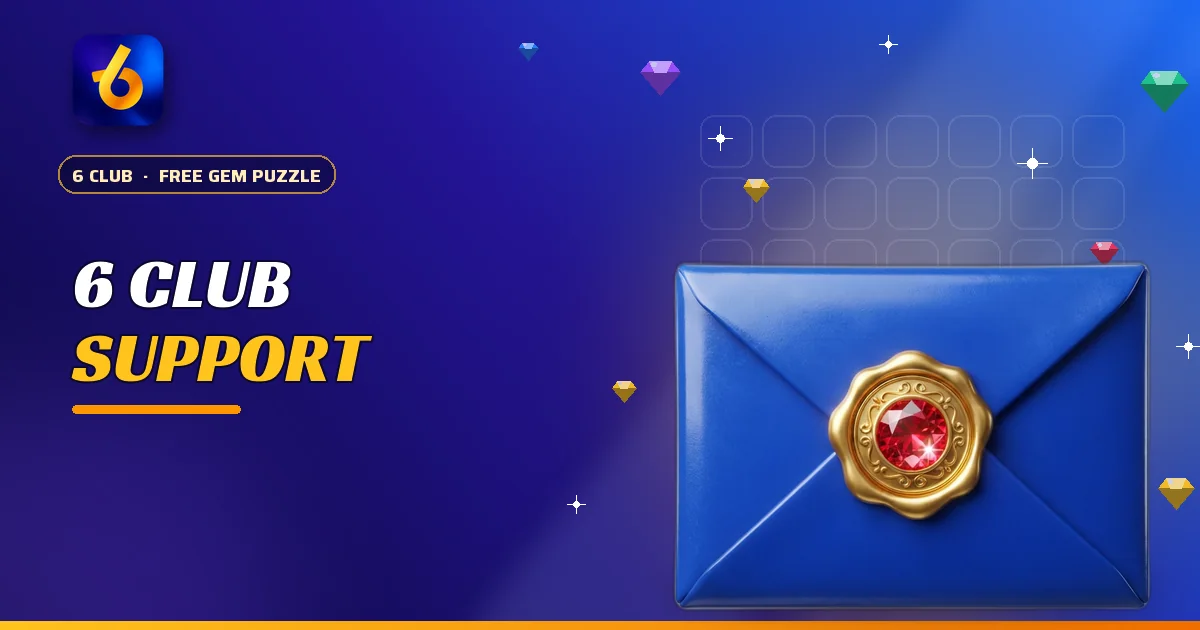 Blue envelope with a gold seal for 6 Club support